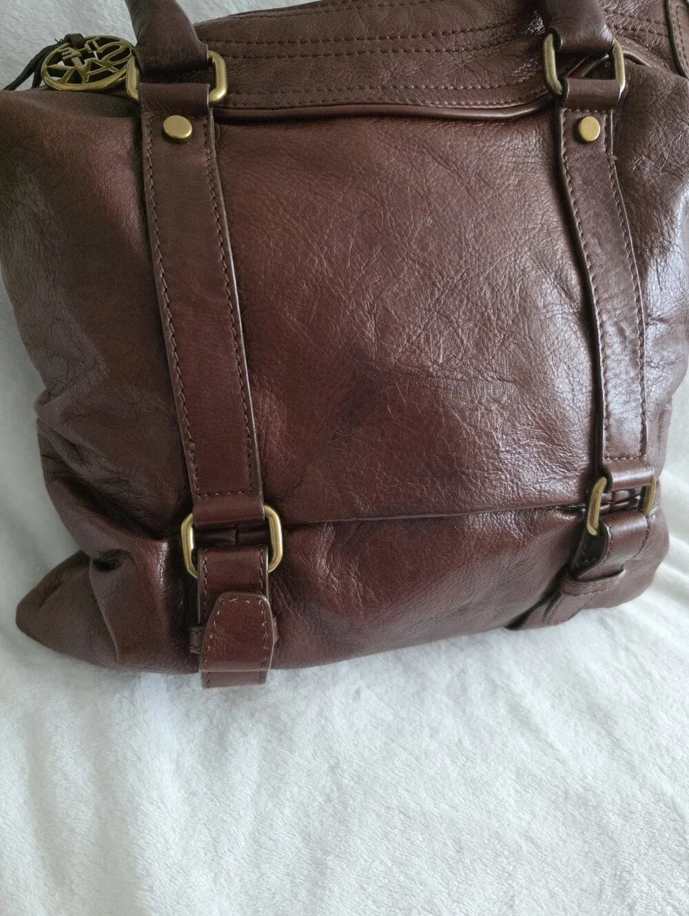 Y2k The Sak Leather Hobo Bag Tote Satchel Boho Western Chic Brown
